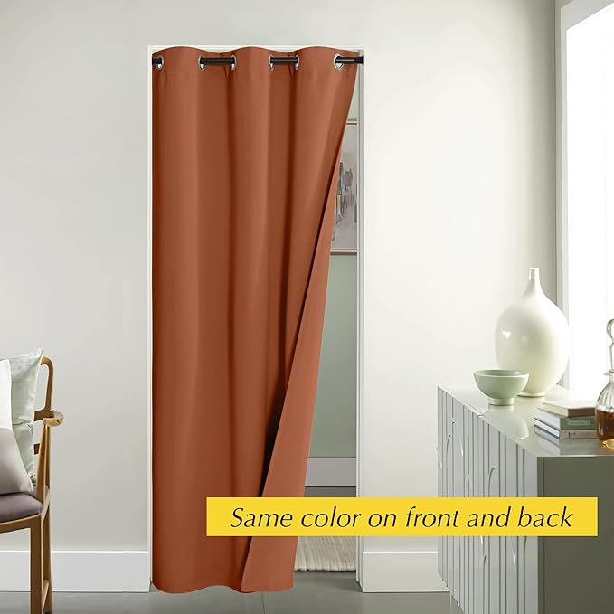 NICETOWN Burnt Orange Privacy Heat Blocking Blackout Thermal Insulated Door - Image 4