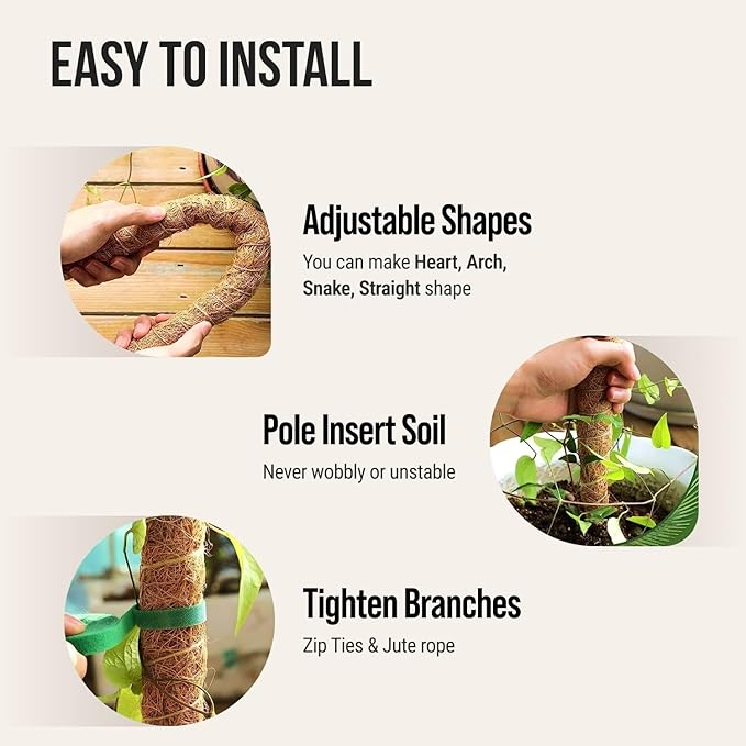 Moss Pole Monstera Plant Support – 2 Pack 28” Bendable Moss Pole Monstera Plant - Image 5