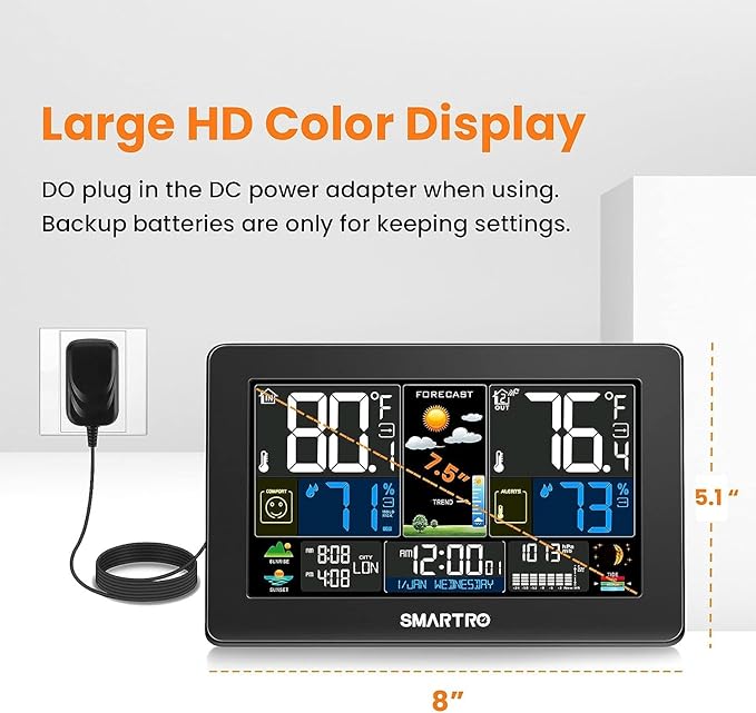 SMARTRO Weather Station Wireless Indoor Outdoor Thermometer - Image 4