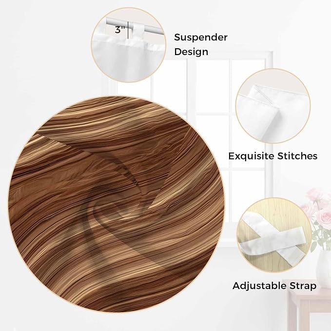 Brown Western Kitchen Curtains 36 Inch Length, Small Window Curtains Tab Top - Image 6