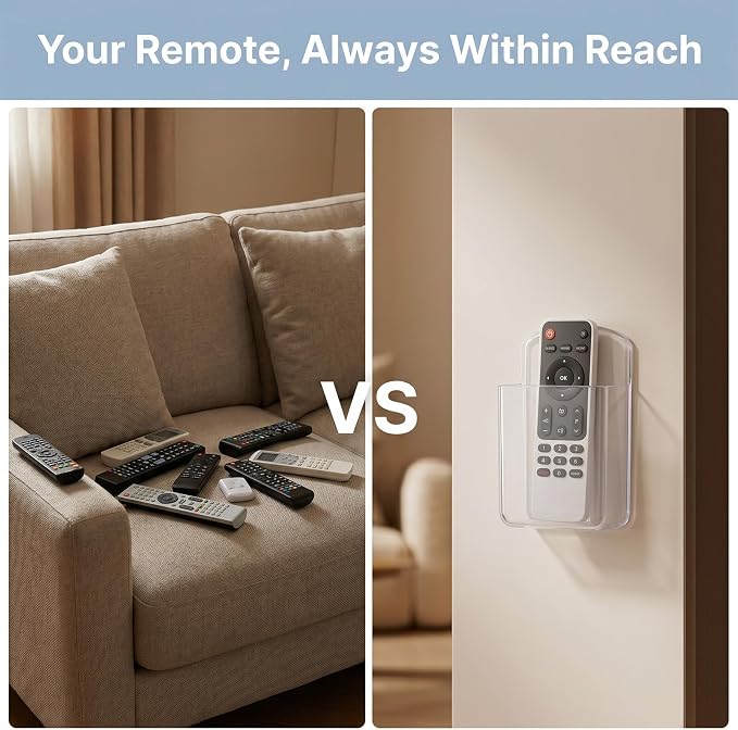 2 PCS Remote Control Holder Wall Mount, TV Remote Control Holder, Self Adhesive - Image 6