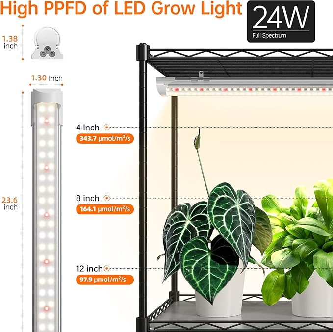 Bstrip Plant Shelf with Grow Light with Timer, Metal Plant Stand with - Image 5