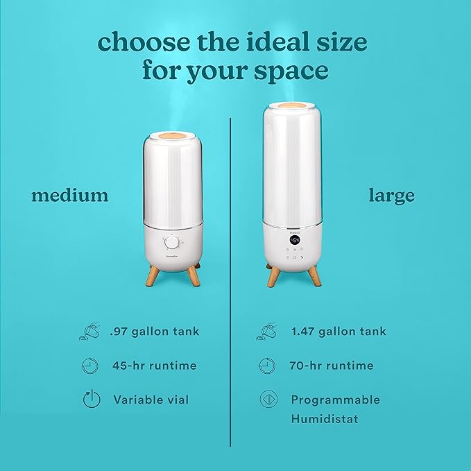 Homedics Ultrasonic Humidifier, Bedrooms and Home Offices, 0.97-Gallon Tank - Image 7