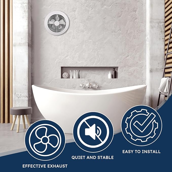 Quini 512M 6-inch Through Wall Exhaust Fan, 80 CFM 4.0 Sones, Bathroom Wall - Image 8