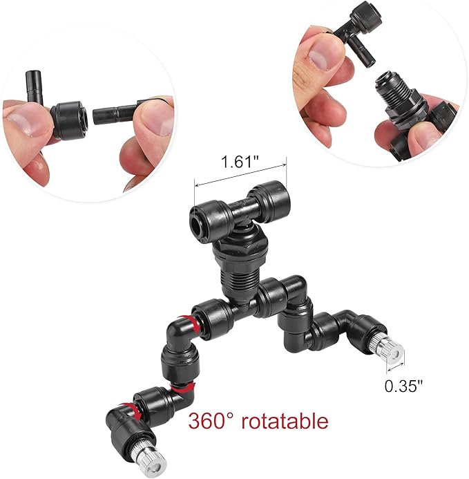 CozyCabin Double Reptile Mister Nozzles, 1/4'' Reptile Misting Spray Nozzle 360 - Image 2