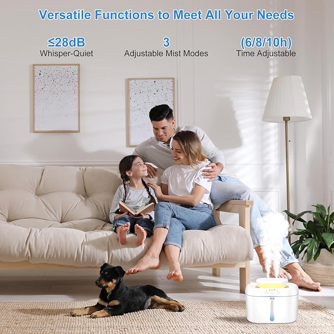 COO Humidifiers for Bedroom, 2L Tank for Large Room, 30 Hour Runtime, 28dB - Image 6