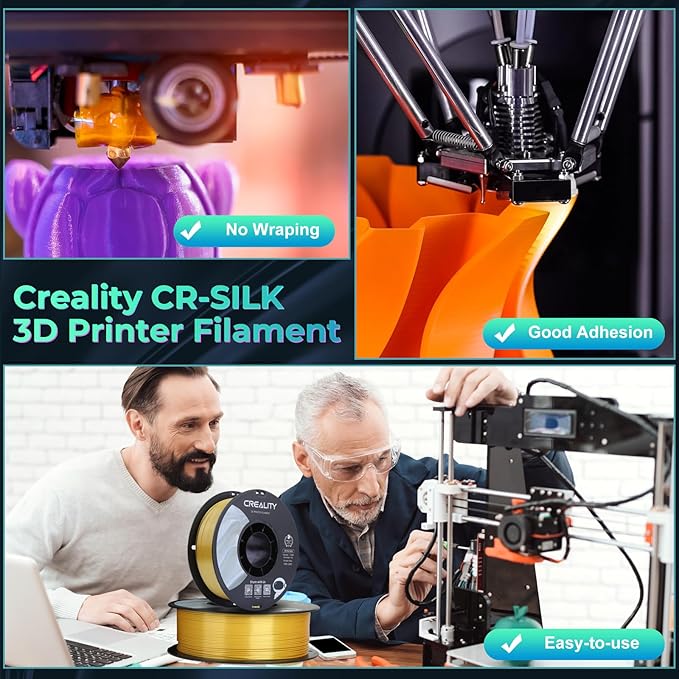 Creality Silk PLA Filament 1.75mm Gold, Shiny Metallic 3D Printer Filament 1Kg - Image 7