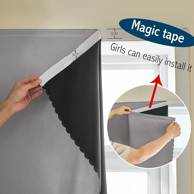 Adhesive Curtain 100% Blackout No-Drill Easy Install - Image 5