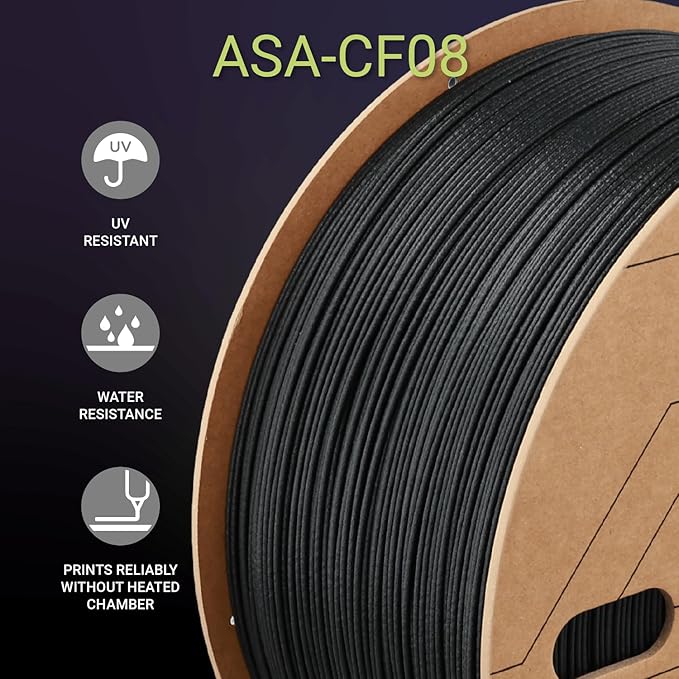 Polymaker Fiberon ASA-CF08 Black Carbon Fiber 3D Printing Filament 1.75mm 3KG - Image 2