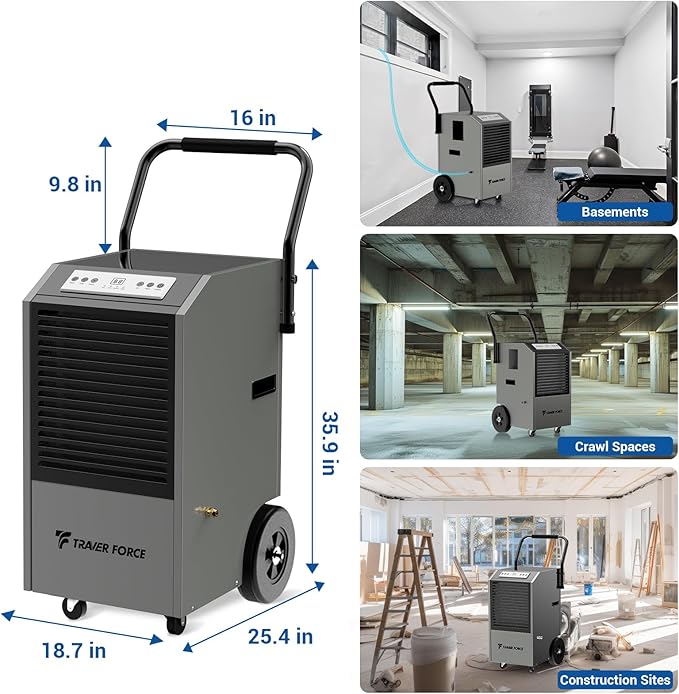 Traver Force Commercial Dehumidifier, 170 Pint Large Dehumidifier - Image 7