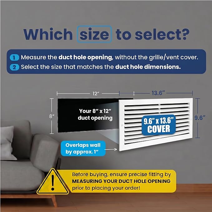 8x12 Aluminum 1-Way Air Vent Cover Wall or Ceiling Register – Multi-Shutter - Image 2