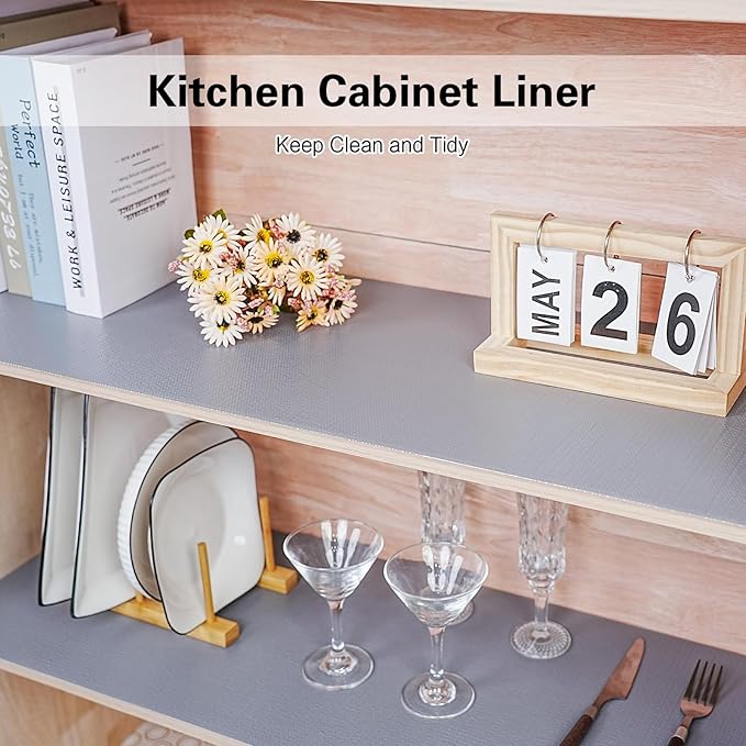 Drawer and Shelf Liner for Kitchen Cabinet, Non-Adhesive Cabinet Liner 24in x - Image 4