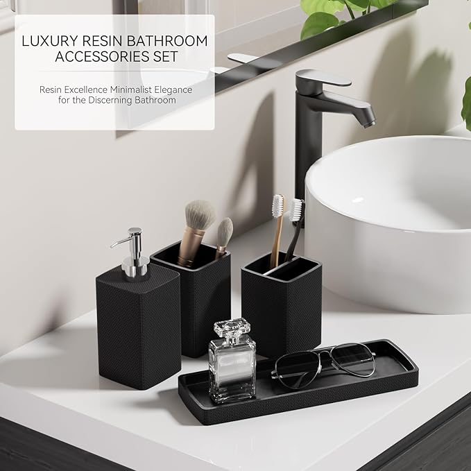 Black Bathroom Set, Bath Towel Set, Natural Loofah Sponge, Soap Dispenser - Image 6