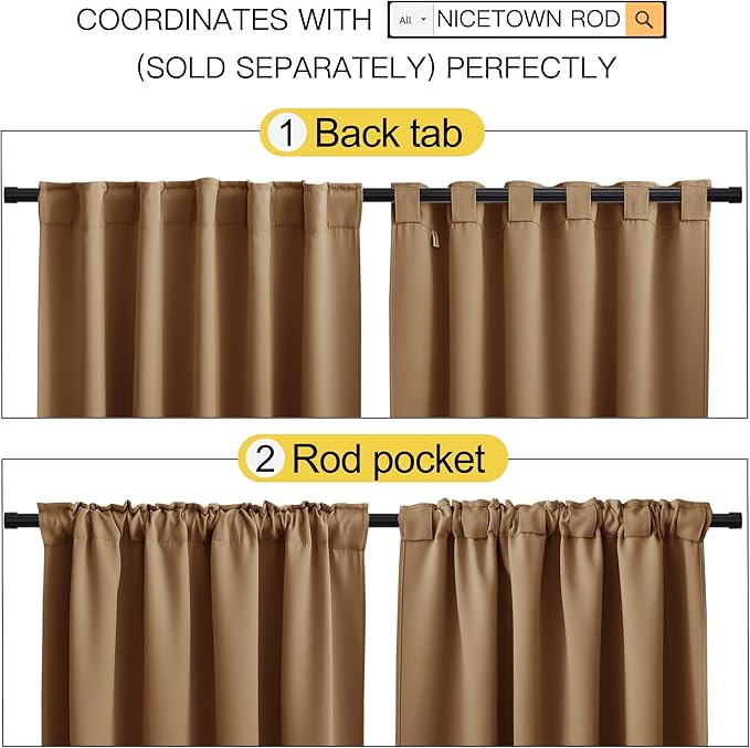 NICETOWN Bedroom Blackout Curtain Panels - Image 3