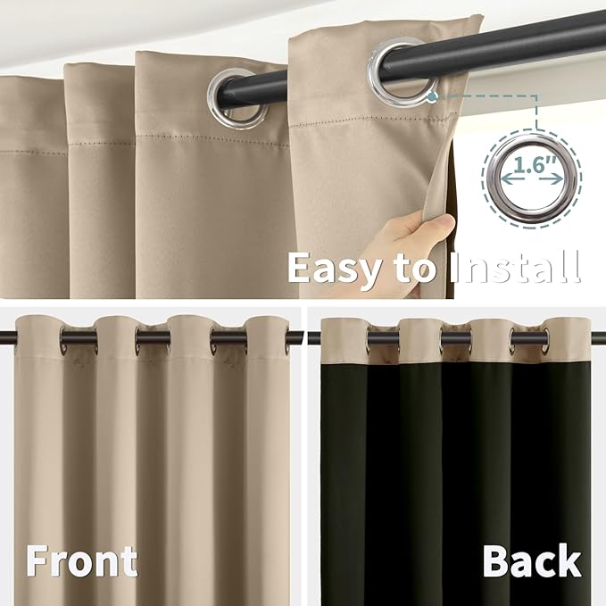 BGment Sand Blackout Curtains 95 Inches Long 2 Panels Set - Image 6