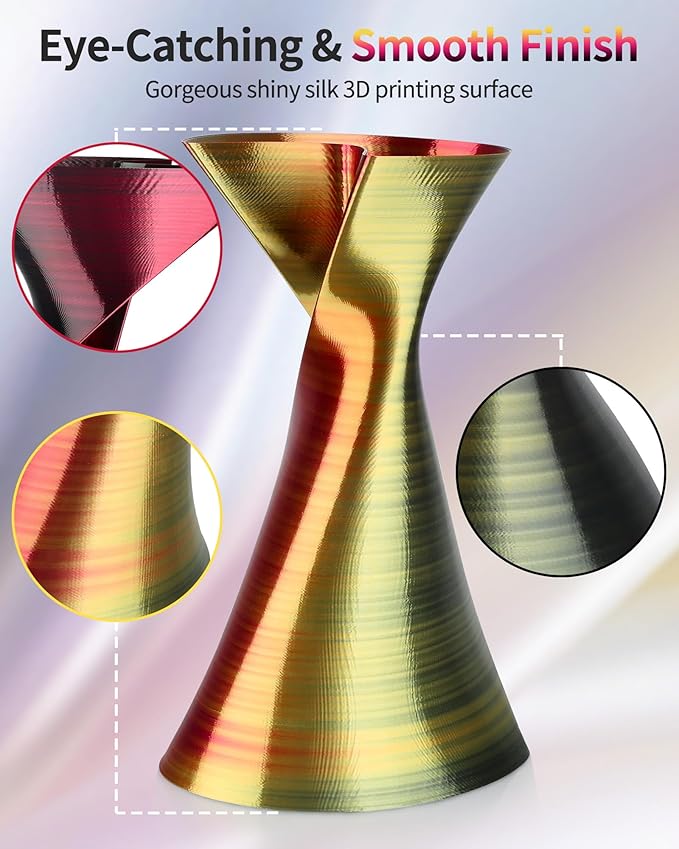 LANDU Silk Tri-Color PLA Filament 1.75mm 2Kg, Silk Bundle PLA Filament - Image 3