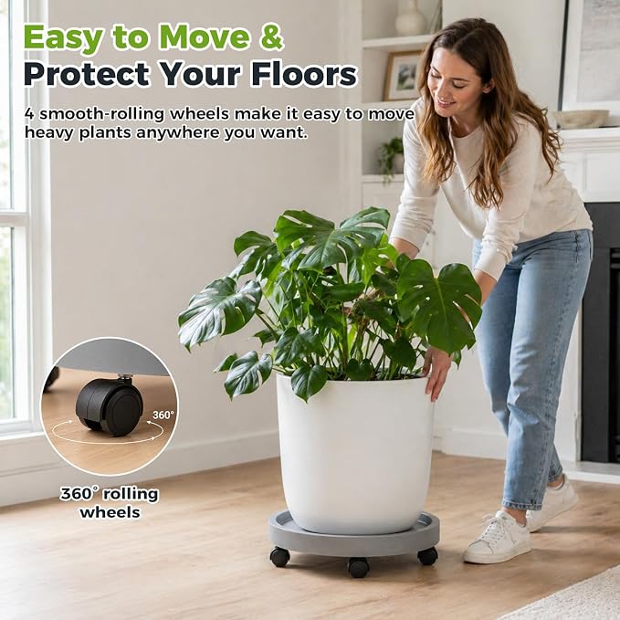 5 Pack Plant Caddy with Wheels Rolling Plant Stand with Wheels 10 Inch Plant - Image 3