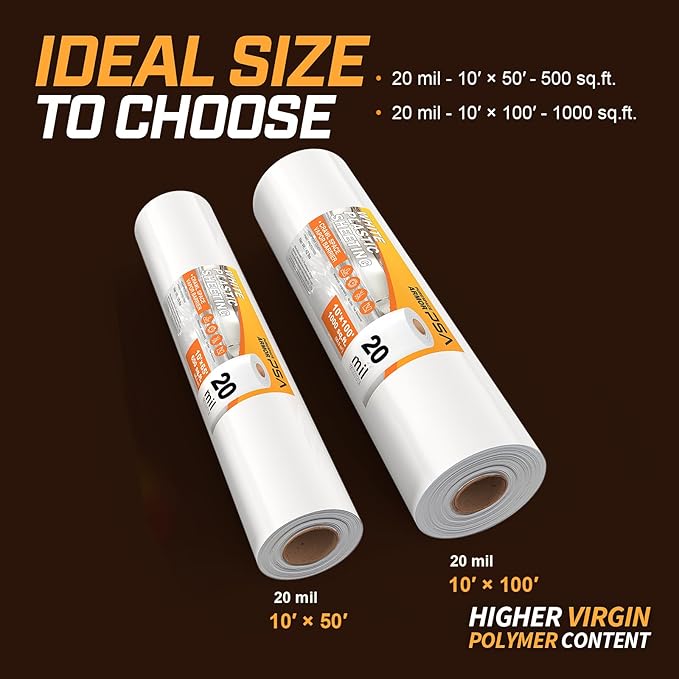 Crawl Space Vapor Barrier, 20 Mil Vapor Barrier, Heavy Duty Polyethylene Film - Image 5