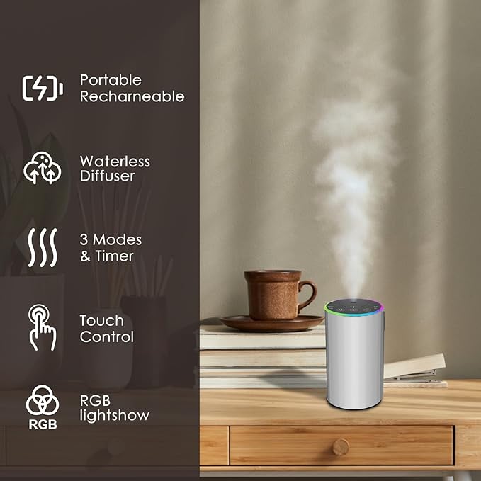Waterless Essential Oil Diffuser, Battery Powered Mini Scent Air Machine - Image 7