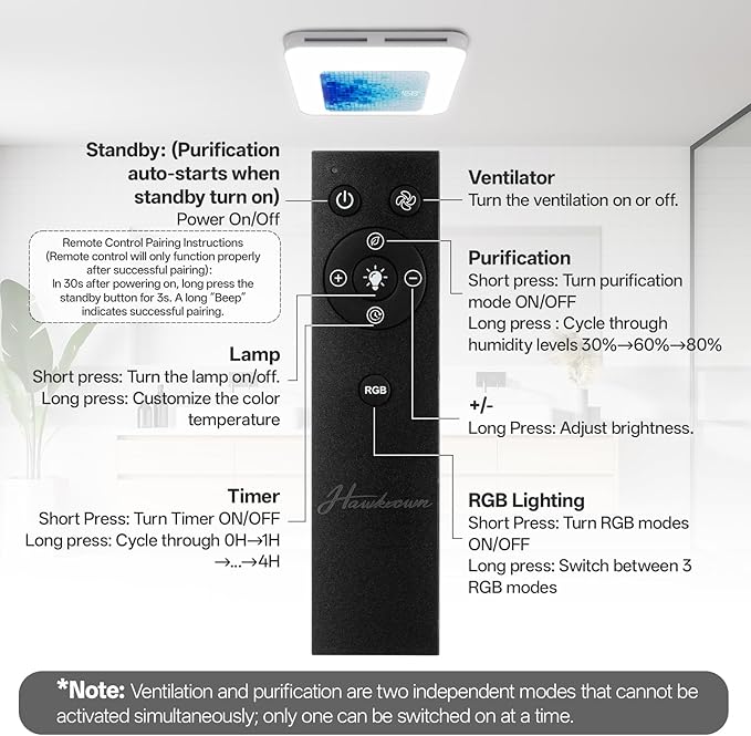 Bathroom Exhaust Fan with Light Humidity Sensor, Bathroom Fan with Odor & - Image 8