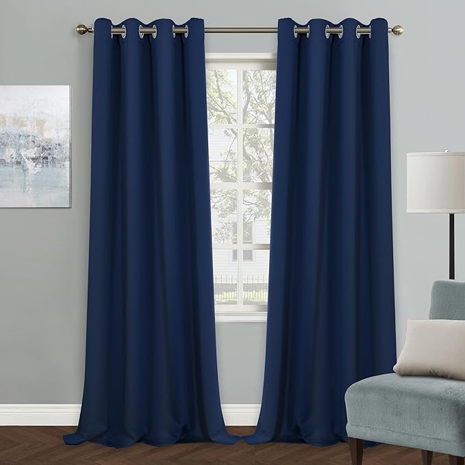 MYSKY HOME Navy Blue Blackout Curtains, 90 Inch Long by MYSKYHOME