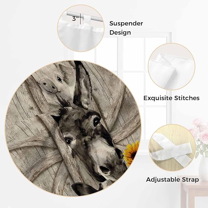 Funny Farm Animals Living Room Curtains 96 Inch Length, Window Curtains Tab Top - Image 6
