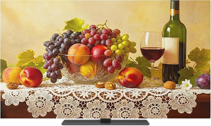 Rustic Grape Peach Apples Wine Indoor TV Cover, Elastic TV Screen Protector - Image 2