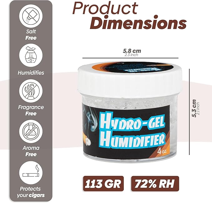 Hydro-Gel Cigar Humidor Humidifier 4oz Jar Convenient & Easy All In One Solution - Image 3