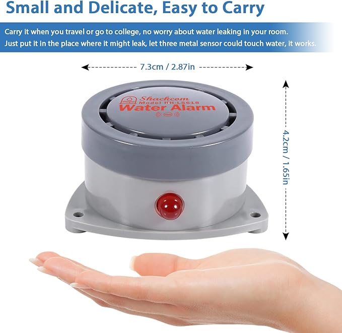 Water Leak Detector 2 Pack, Shackcom Water Alarm 110DB, Waterproof & - Image 2