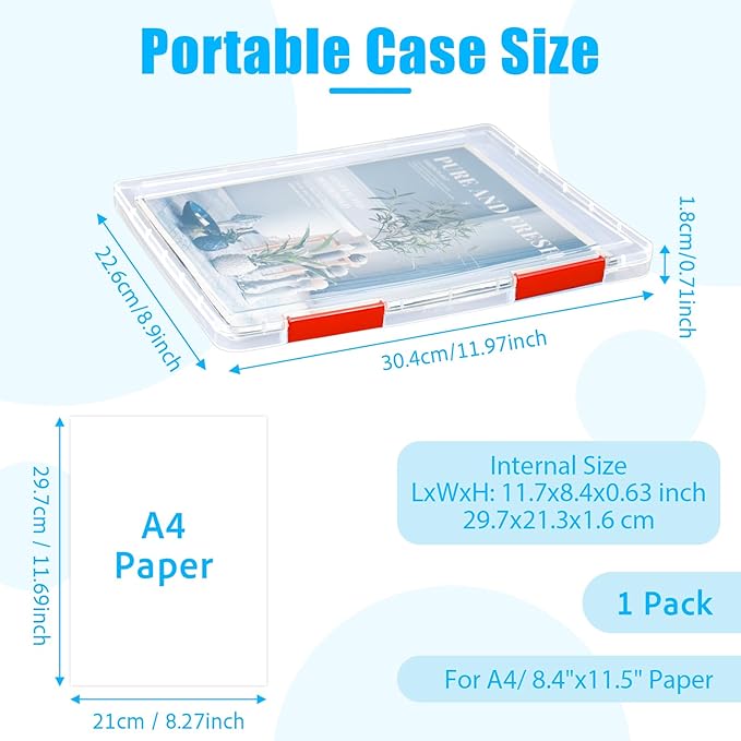 SAYEEC Portable Project Case A4 Plastic Transparent File Storage Box - Image 2