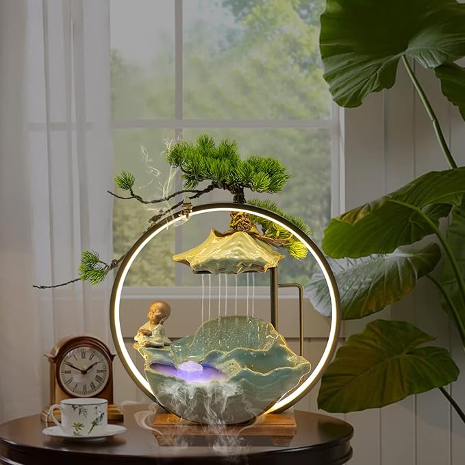 16In Bonsai Tree Statue Water Fountains Indoor Tabletop Waterfall Humidifier by kunghei