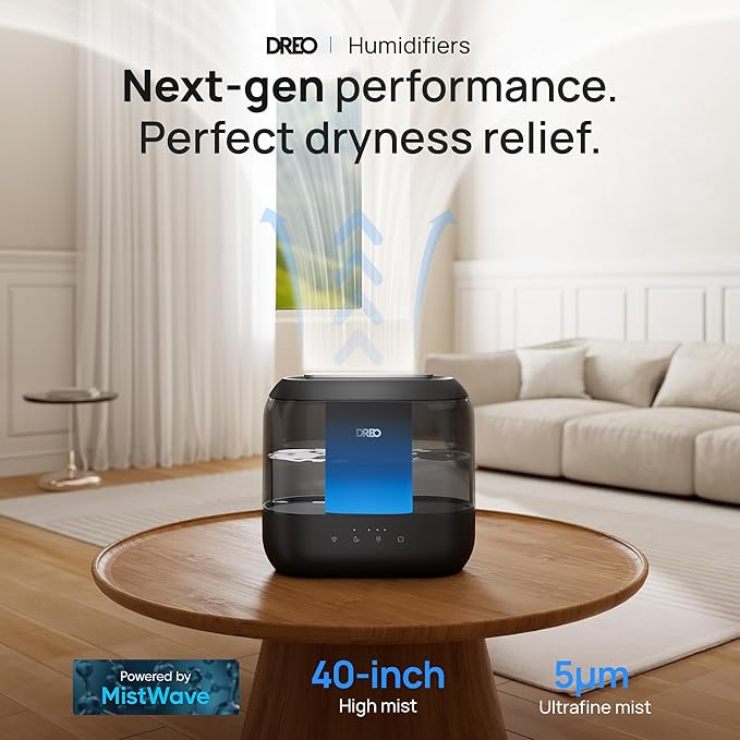 Dreo Humidifiers for Bedroom, 4L Top Fill for Large Room, 36H Runtime, 28 dB - Image 2
