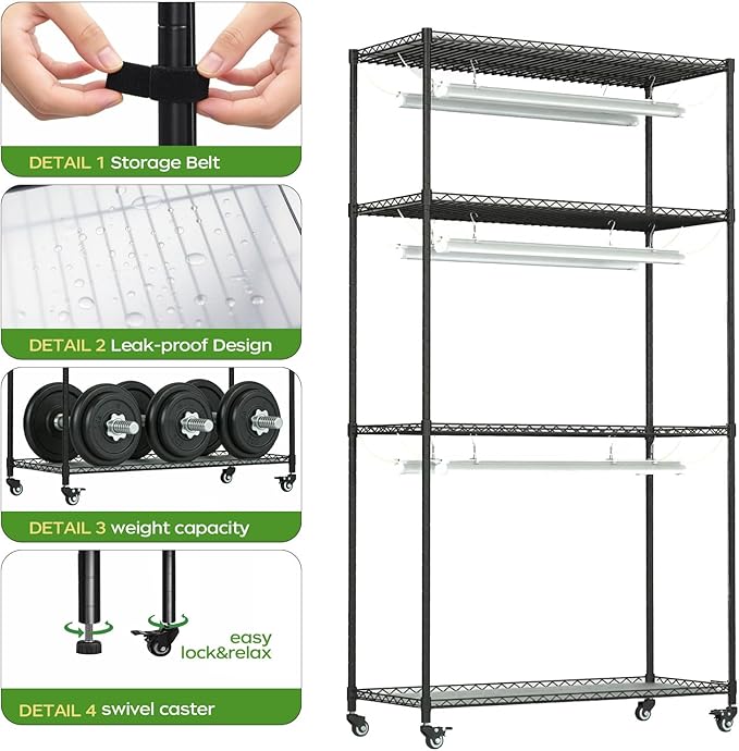 Plant Stand with Grow Lights, 4-Tier Plant Shelf, 6 Sets 3-Color LED Grow Light - Image 5