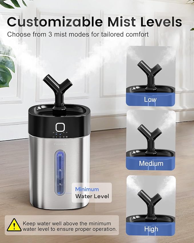 Feekaa Stainless Steel Humidifier Easy Clean, 1Gal/4L Cool Mist Humidifiers - Image 4