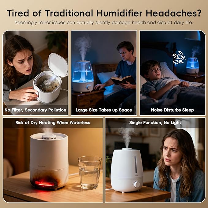 Portable Small Humidifiers for Travel, Mini Air Ultrasonic Humidifier - Image 2