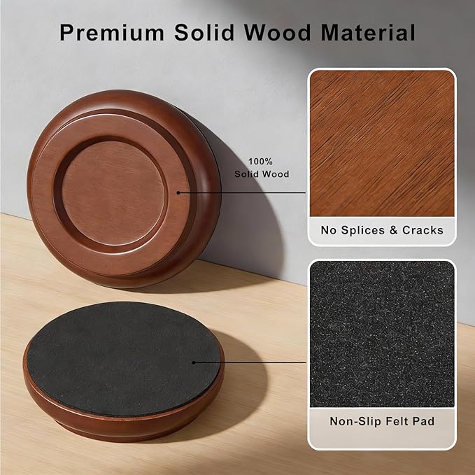 4 Pcs Solid Wood Upright Piano Caster Cups, Non-Slip & Anti-Noise - Image 6