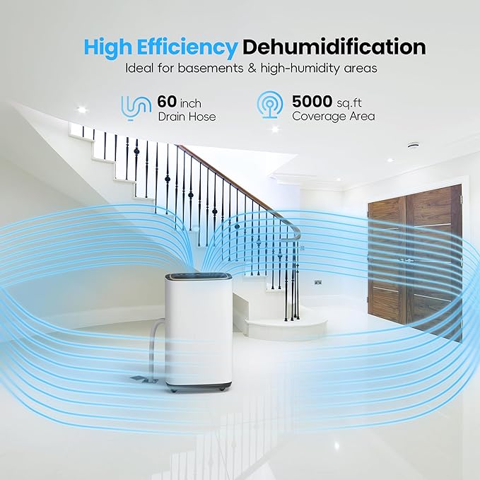 5000 Sq.Ft Dehumidifier, 52PT/24H Dehumidifiers - Image 2