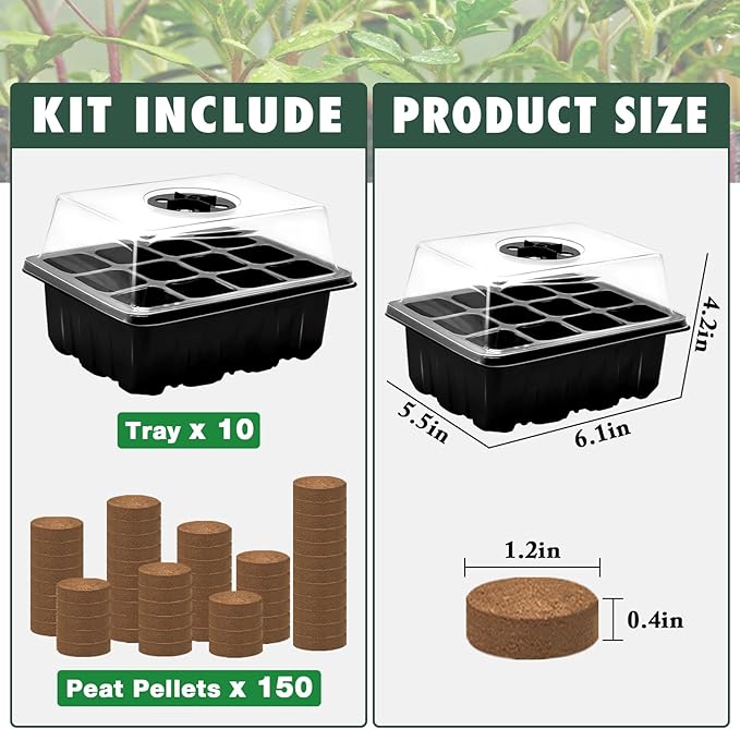 ZeeDix 10 Set Seed Starter Tray Kits, 10 Pack Seed Trays - Image 4