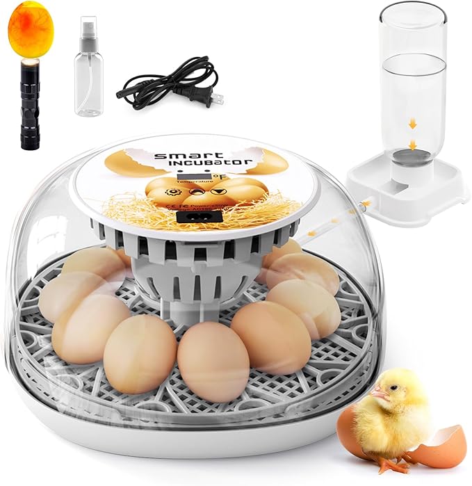 Egg Incubator for Hatching Chicks, Automatic Egg Turner Holds 12 Eggs, Smart by SENXINGYAN