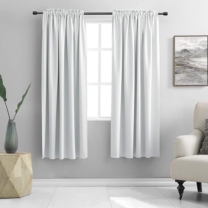 DONREN Greyish White Room Darkening Window Curtain Panels by DONREN