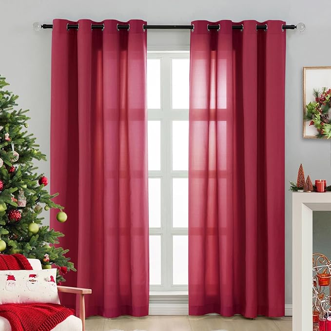 L.Z.E Burgundy Light Filtering Curtains - Image 9