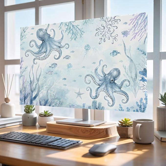 Ocean Sea Octopus Coral Fish Indoor TV Cover, Elastic TV Screen Protector - Image 4