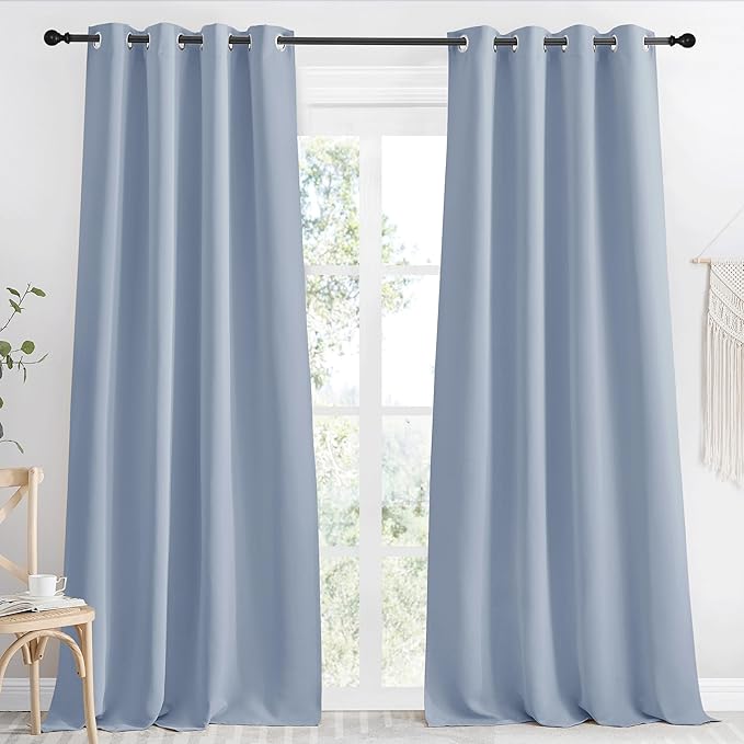 NICETOWN Kitchen Blackout Window Curtain Panel, Vintage Blue, 1 Panel, 55 by 90 by NICETOWN