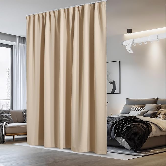 NICETOWN Sliding Door Curtain & Adjustable Ceiling Track Set, W100 xL84 Room by NICETOWN