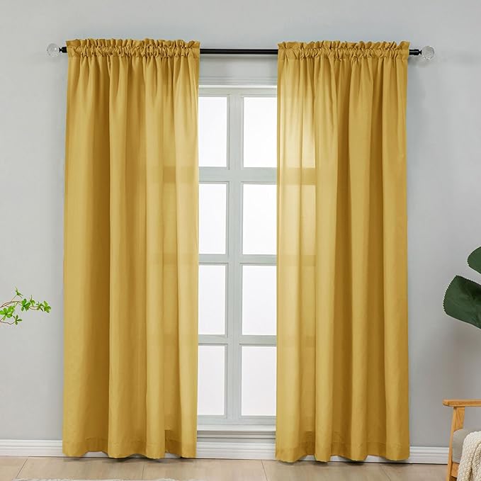 L.Z.E Non-See-Through Privacy Curtains 84 Inches Long 2 Panels Set, Rod Pocket by LZE