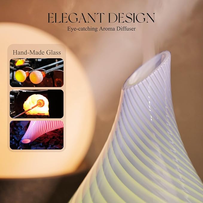 Porseme 280ml Essential Oil Diffuser Glass Color Changing Aroma Air Diffusers - Image 5