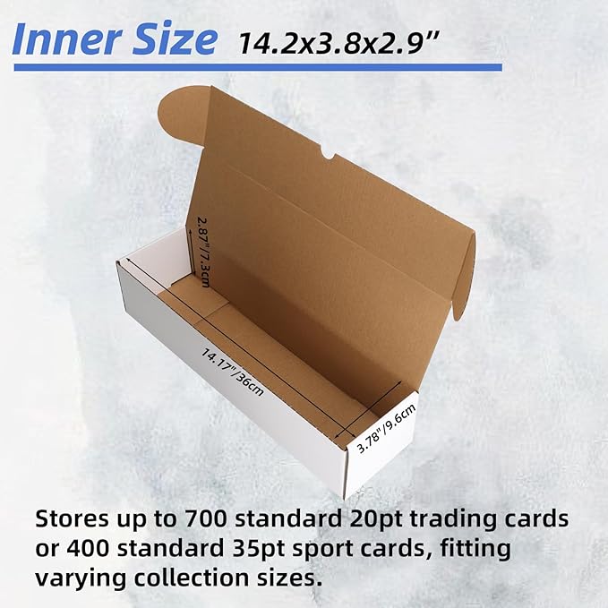 EXYGLO Trading Card Storage Box 25 Pack 700 Count 20pt, 14.2x3.8x2.9 Inch White - Image 3