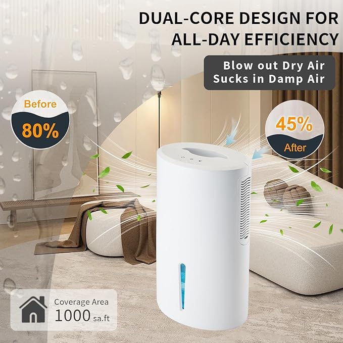 Dehumidifier for Home with Colorful Light Auto Shut Off Protection Ideal for - Image 3