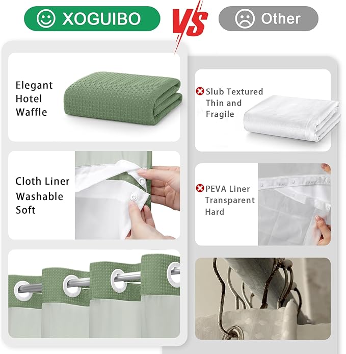No Hook Shower Curtain and Liner Set - Image 5