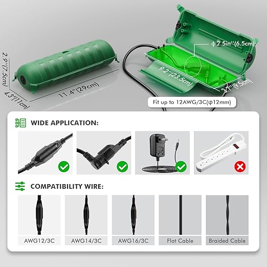 Restmo Extension Cord Safety Cover, IP44 Waterproof Connection Box, - Image 2